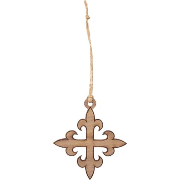 Fleur Cross Wooden Christmas Ornament