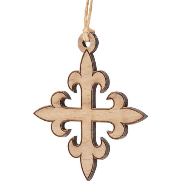 Fleur Cross Wooden Christmas Ornament