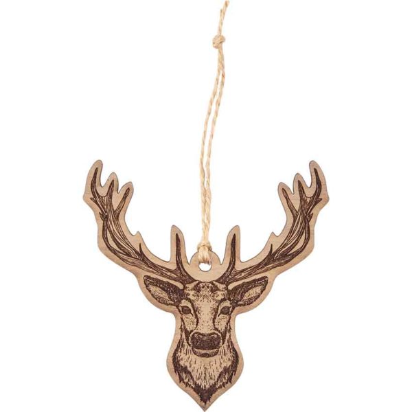 Deer Head Wooden Christmas Ornament