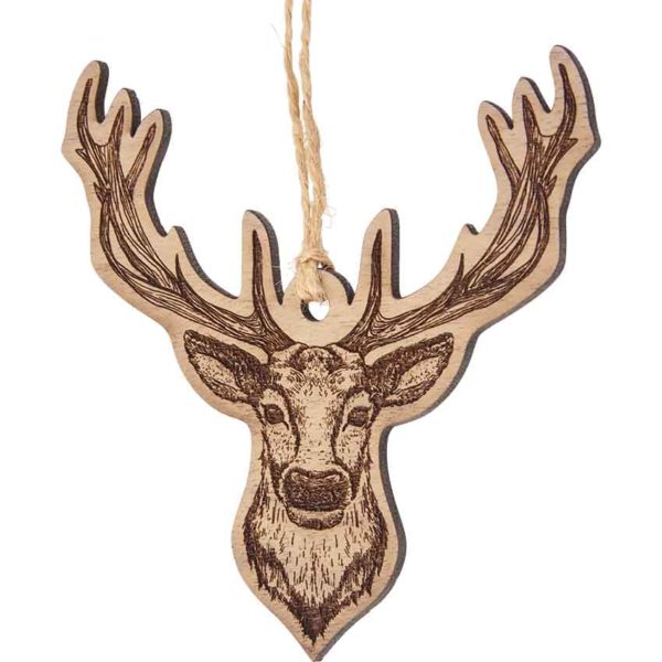 Deer Head Wooden Christmas Ornament