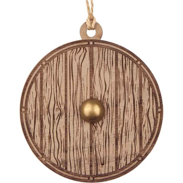 Viking Shield Wooden Christmas Ornament