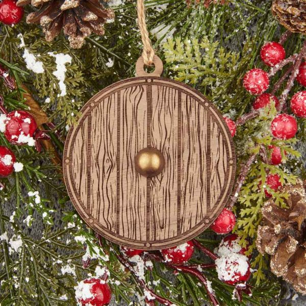 Viking Shield Wooden Christmas Ornament