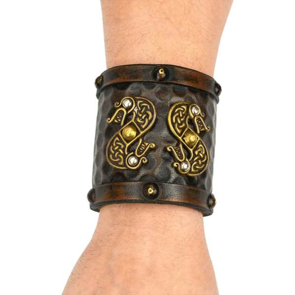 Serpents Viking Leather Cuff