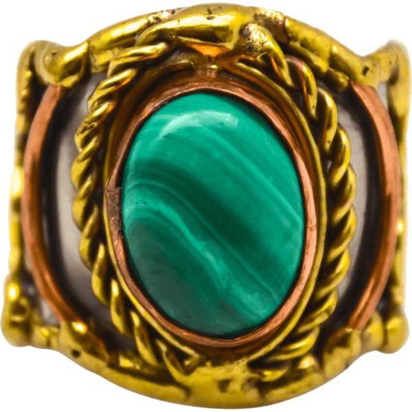 Malachite Ripple Medieval Cuff Ring