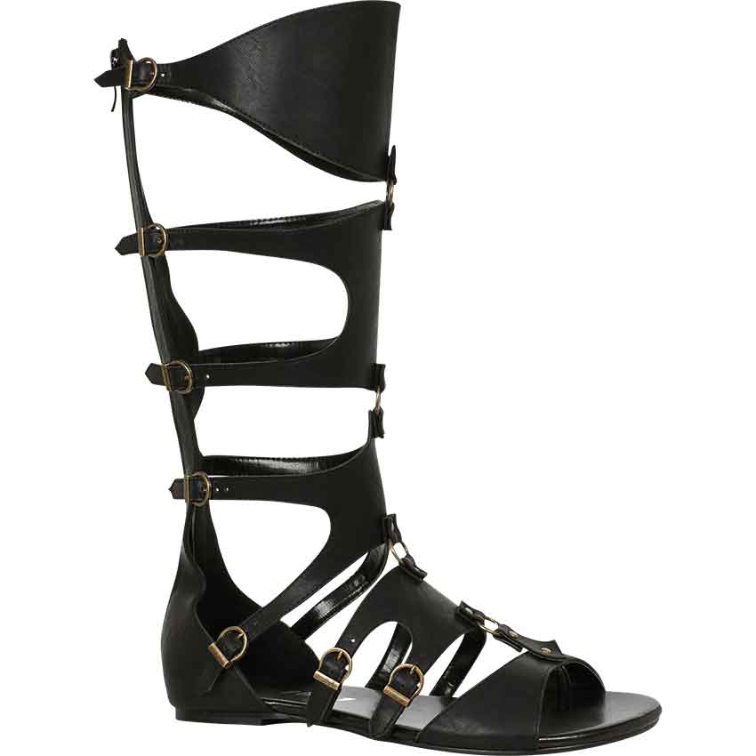 Black flat best sale gladiator sandals