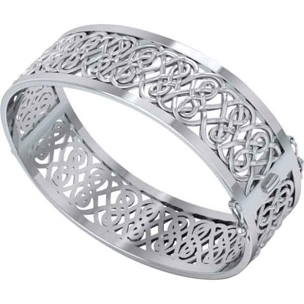 Silver Large Cutout Celtic Knot Bangle