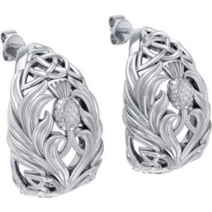 Silver Scottish Thistle Post Earrings