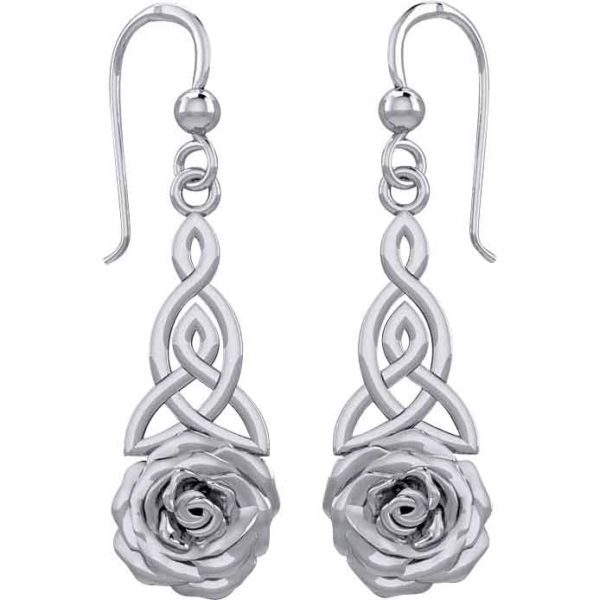 Celtic Trinity Rose Silver Earrings