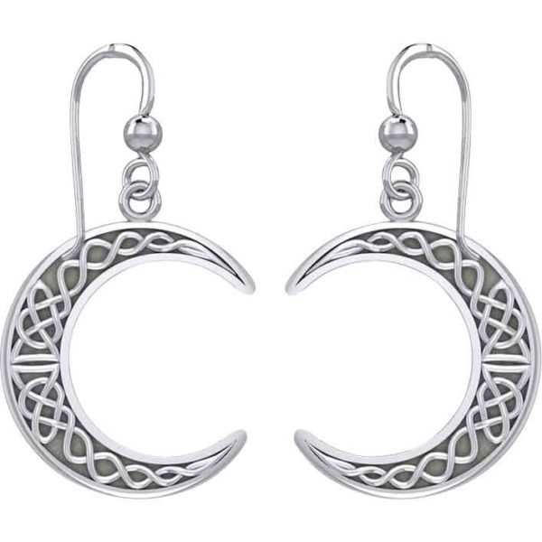 Silver Celtic Crescent Moon Earrings