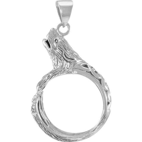 Sterling Silver Howling Celtic Wolf Pendant