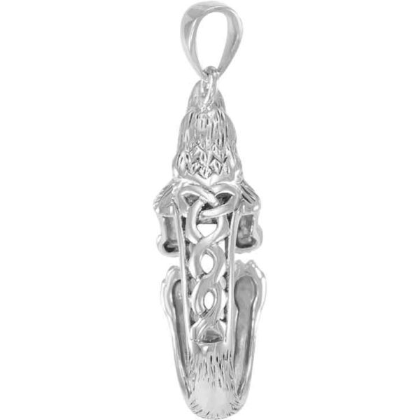 Sterling Silver Howling Celtic Wolf Pendant