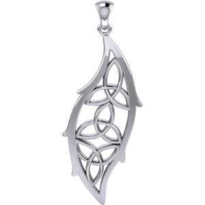 Silver Triple Trinity Knot Leaf Pendant