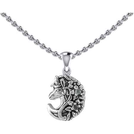 Sterling Silver Unicorn Moon Pendant