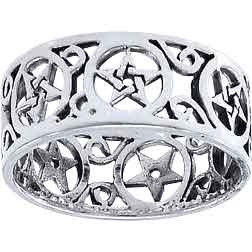 Sterling Silver Pentacle Filigree Ring