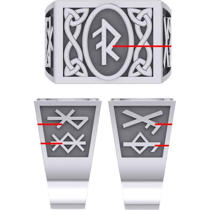 Silver Viking Runes Signet Ring