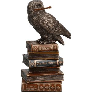 Bronze Snowy Owl on Books Statue