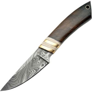 Layered-Steel Hunter Knife - Walnut Handle