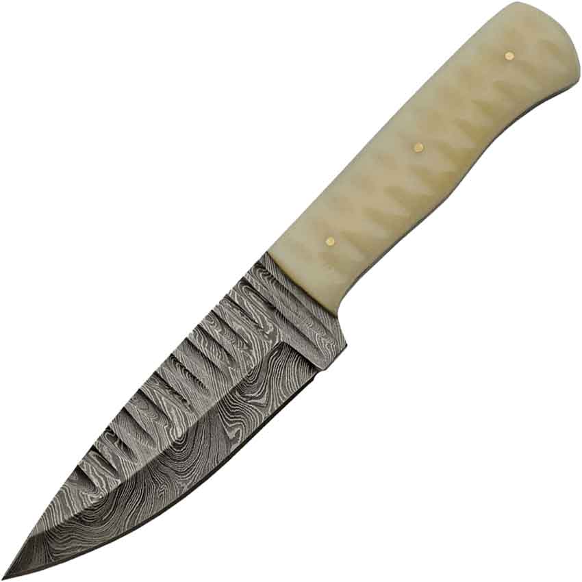 Wave Layered-Steel Knife with Bone Handle