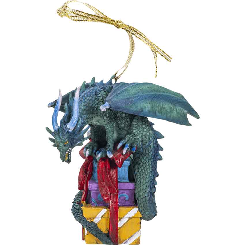 Dragon and Gifts Christmas Ornament