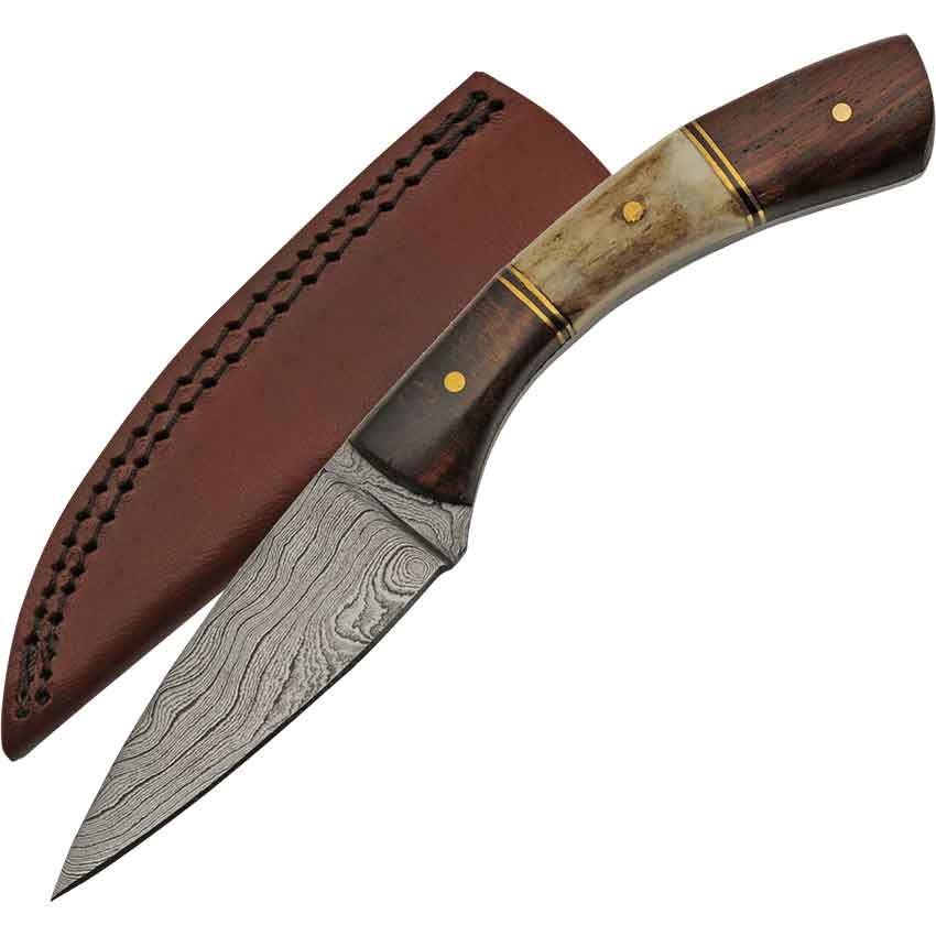 Curved Stag and Wood Layered-Steel Skinner