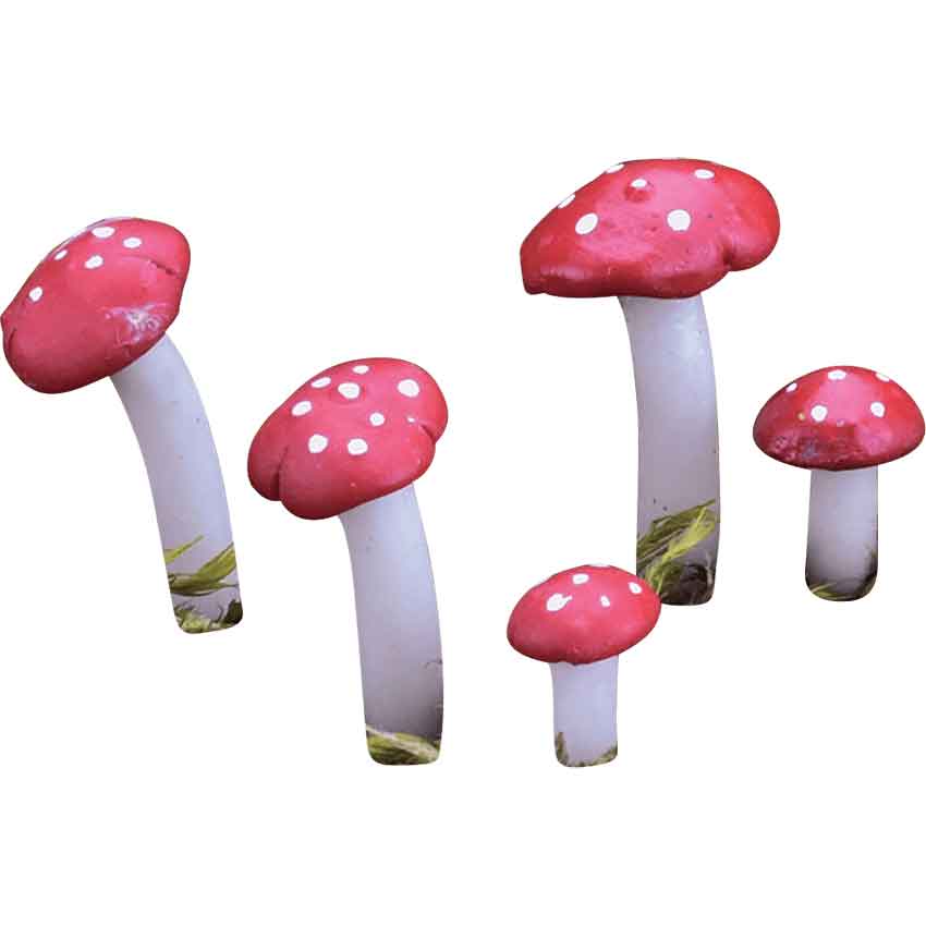 Mini mushrooms fly agaric for decor. Fairy garden mushrooms