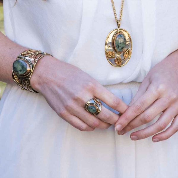 Mixed Metal Moss Agate Ring