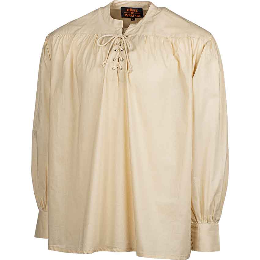 Laced Collar Medieval Shirt - Natural