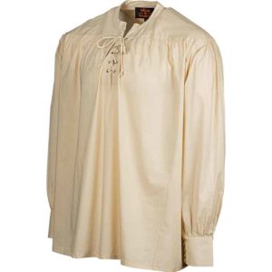 Laced Collar Medieval Shirt - Natural