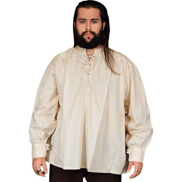 Laced Collar Medieval Shirt - Natural