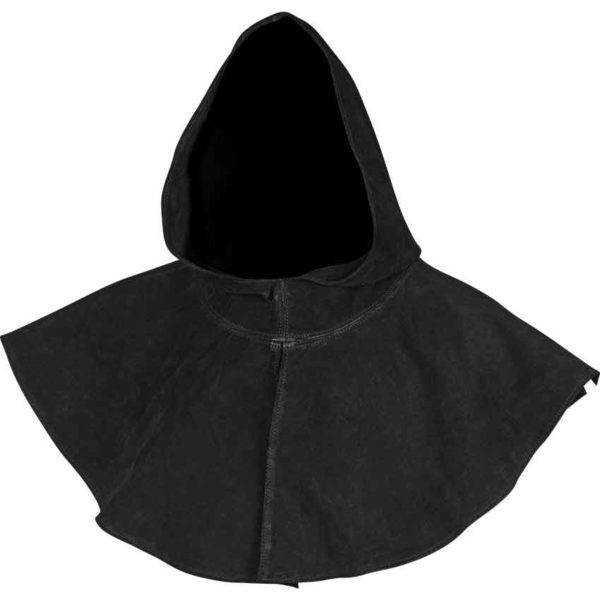 Black Medieval Suede Hood