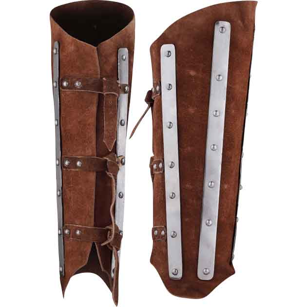 Brown Leather and Steel Greaves