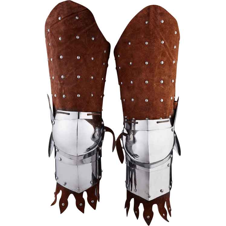 Brown Leather and Steel Leg Guards