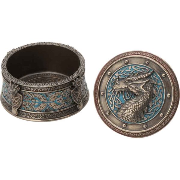 Green Celtic Dragon Trinket Box