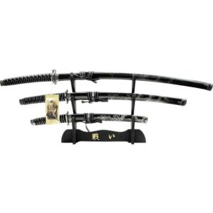 Striped Hilt Dragon Saya Samurai Sword Set