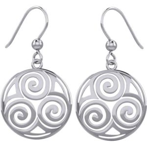 Silver Spiral Triskelion Earrings