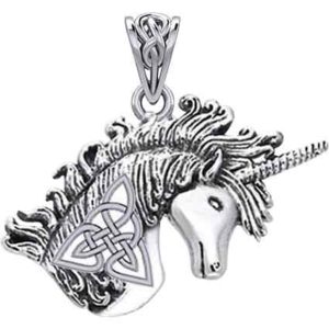 Silver Celtic Unicorn Pendant