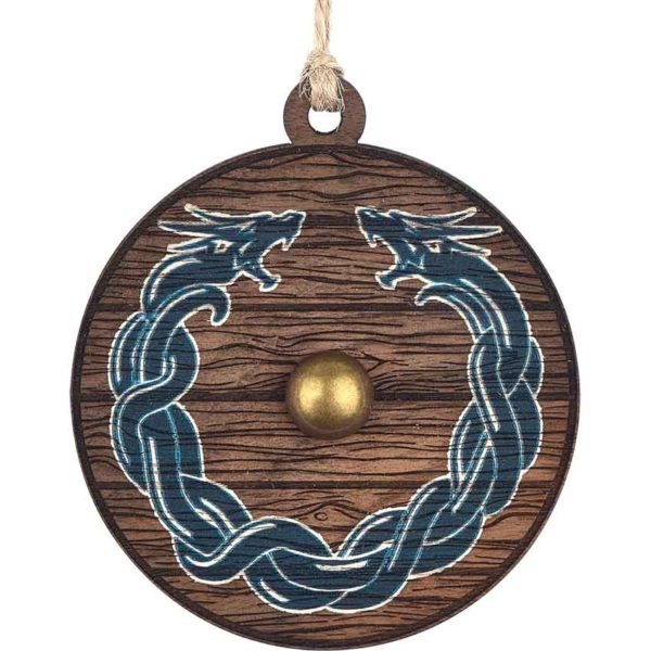 Viking Dragon Wooden Shield Christmas Ornament