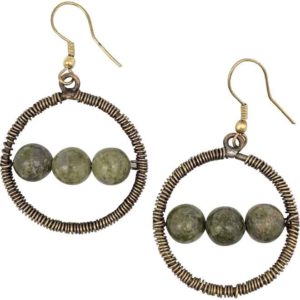 Unakite Circle Medieval Earrings