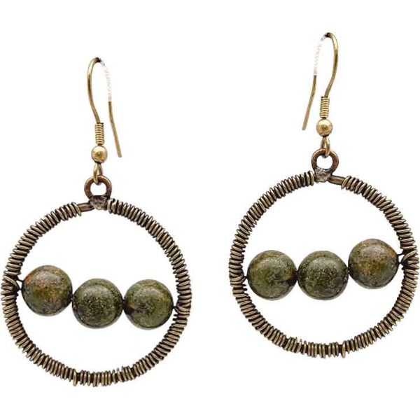 Unakite Circle Medieval Earrings