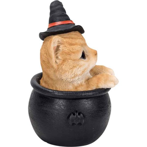 Tabby Kitten in a Cauldron Statue