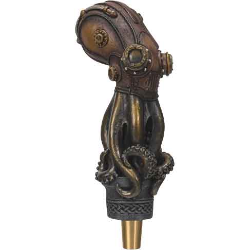 STEAMPUNK Vintage Victorian OCTOPUS Handle Walking Stick -Wooden