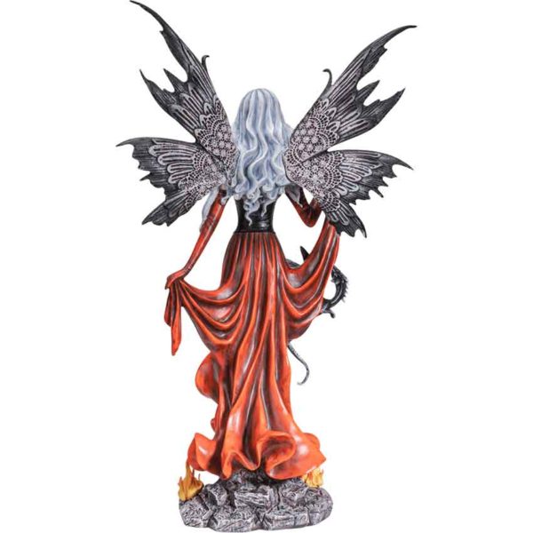 Fire Fairy with Black Dragon Statue