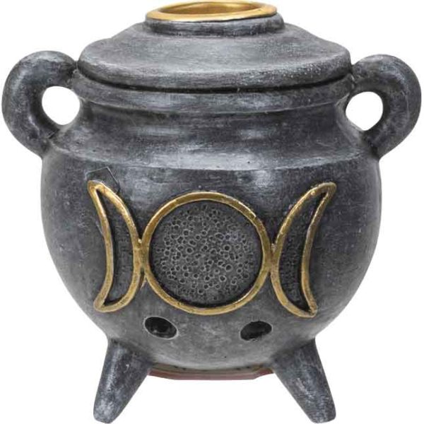 Triple Moon Cauldron Backflow Incense Burner