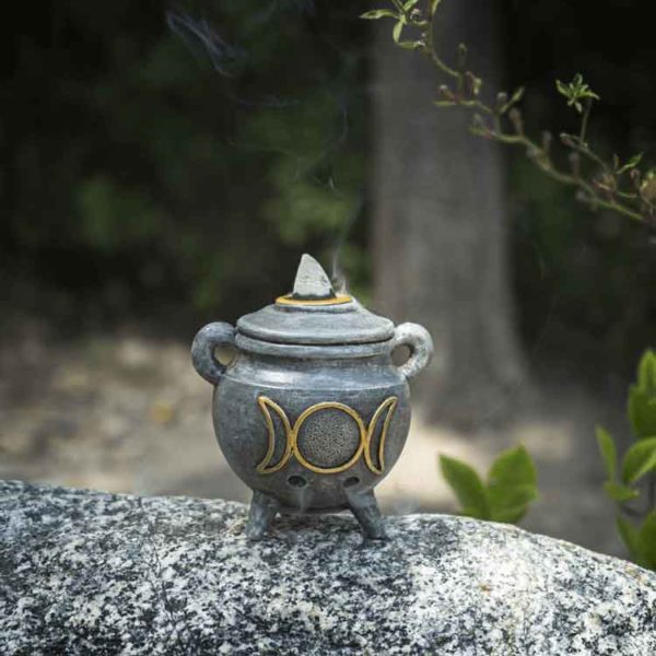 Triple Moon Cauldron Backflow Incense Burner