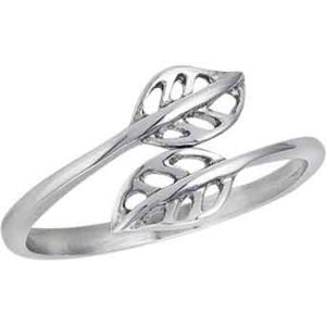 Stainless Steel Two Leaves Ring