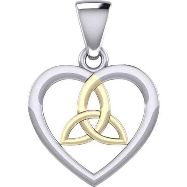 Silver and Gold Triquetra Heart Pendant