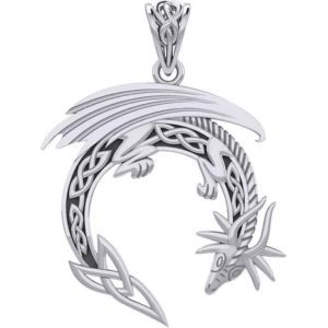 Silver Celtic Dragon Pendant