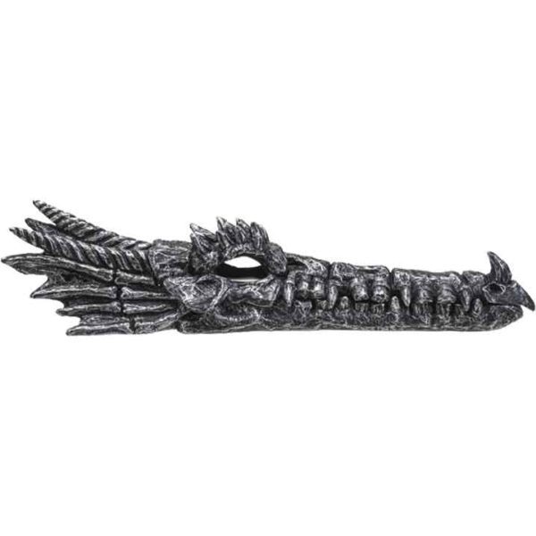 Silver Dragon Skull Crystal Incense Holder