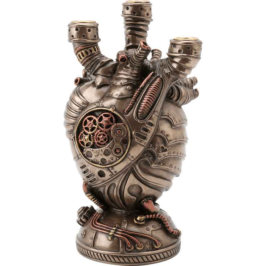 Steampunk Heart Triple Candle Holder 