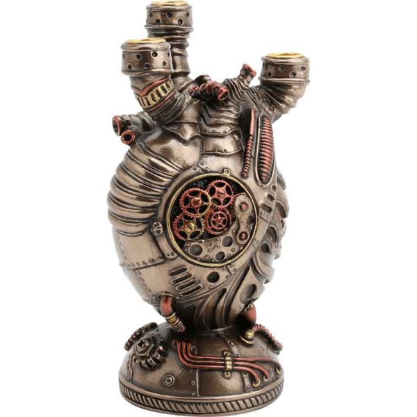 Steampunk Heart Triple Candle Holder 